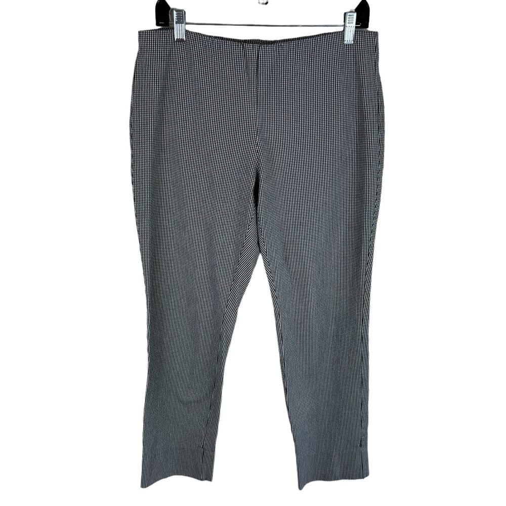 J. Jill Black White Checkered Gingham Premium Bistretch Ankle Fit Pants Size 12